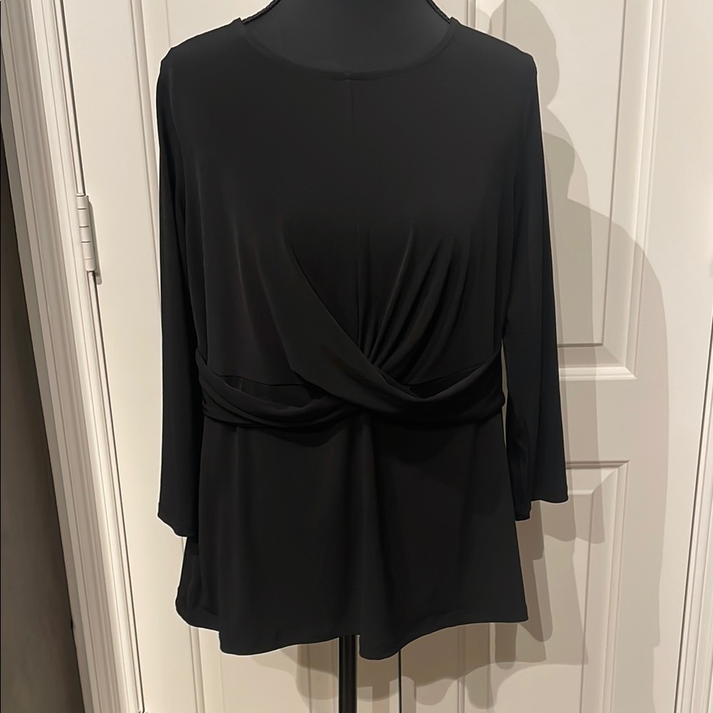 Alfani Black 3/4 Sleeve Crossover Blouse (B)